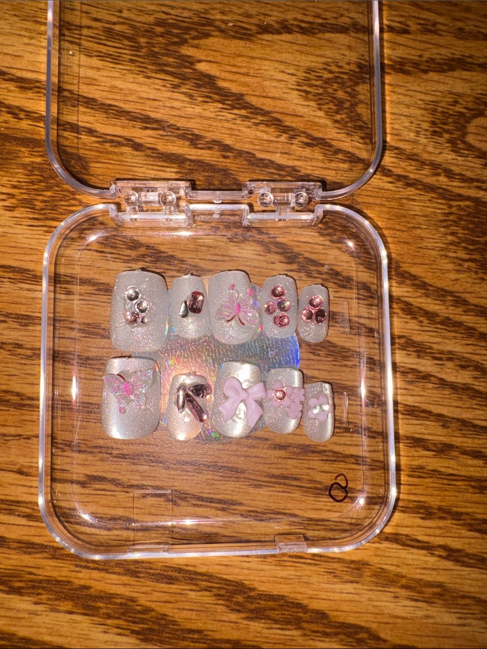 Sparkling Pink Accent Press-On Toenail Set